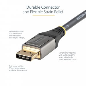 StarTech.com 6ft (2m) VESA Certified DisplayPort 1.4 Cable - 8K 60Hz HDR10 - Ultra HD 4K 120Hz Video - DP 1.4 Cable / Cord - For Monitors/Displays - DisplayPort to DisplayPort Cable - M/M