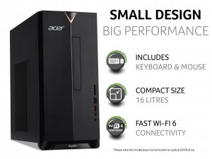 Acer Aspire TC-1660 Desktop PC - (Intel Core i5-11400, 8GB, 2TB HDD, DVD-RW, Wireless Keyboard and Mouse, Windows 10, Black)