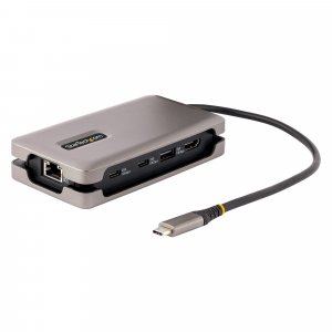 StarTech.com USB-C Multiport Adapter, 4K 60Hz HDMI 2.0b, HDR, USB 3.2 Gen 2 10Gbps Hub (2xUSB-C, 1xUSB-A), 100W PD Pass-Through, Mini Travel Dock, 12″/30cm Cable, Laptop Docking Station
