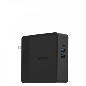 mophie Global Powerstation hub(6000mAh) Black (Portable battery hub with Qi wireless charging, interchangeable adapters, USB-C PD fast charge)