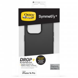 OtterBox Symmetry+ Case for iPhone 14 Pro with MagSafe, Shockproof, Drop proof, Protective Thin Case, 3x Tested to Military Standard, Antimicrobial Protection, Black