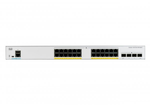 Cisco Catalyst 1000-24P-4G-L Network Switch, 24 Gigabit Ethernet (GbE) PoE+ Ports, 195W PoE Budget, four 1 G SFP Uplink Ports, Fanless Operation, Enhanced Limited Lifetime Warranty (C1000-24P-4G-L)