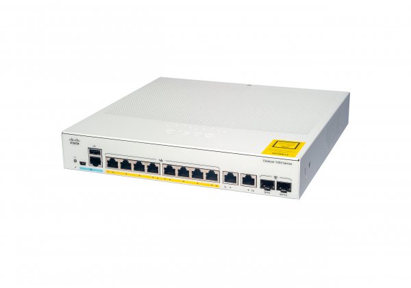 Cisco Catalyst 1000-8T-2G-L Network Switch, 8 Gigabit Ethernet (GbE) Ports, 2x 1G SFP/RJ-45 Combo Ports, Fanless Operation, Enhanced Limited Lifetime Warranty (C1000-8T-2G-L)