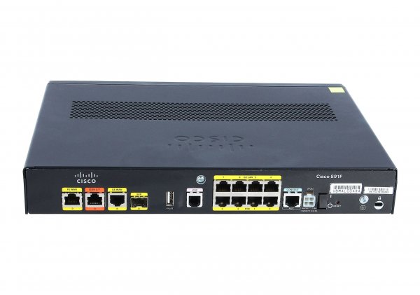 Cisco C891F-K9 Ethernet Integrated Services Router V.92 and ISDN Backup, 8-Gigabit Ethernet Ports, 802.11n Access Point, Small Form-factor Pluggable (SFP), 1-Year Limited Hardware Warranty (C891F-K9)