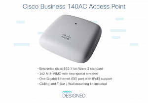 Cisco Business 140AC 802.11ac 2x2 Wave 2 Access Point 1 GbE Port - Ceiling Mount - 3 Pack Bundle, Limited Lifetime Protection (3-CBW140AC-E)