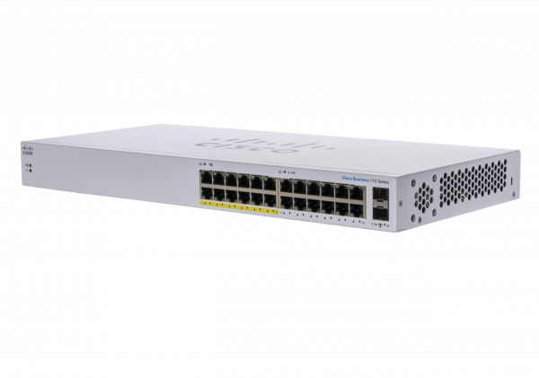 Cisco Business CBS110-24PP-D Unmanaged Switch | 24 Port GE | Partial PoE | 2x1G SFP Shared | Limited Lifetime Protection (CBS110-24PP-D)