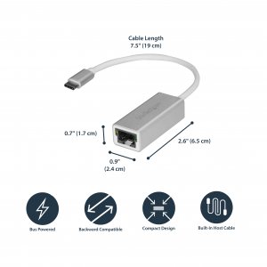 StarTech.com USB-C to Gigabit Network Adapter - Silver