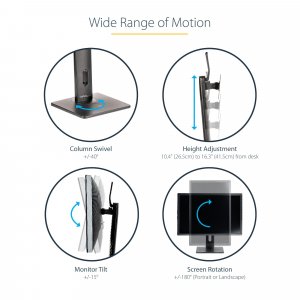 StarTech.com Free Standing Single Monitor Mount - Height Adjustable Monitor Stand - For VESA Mount Displays up to 32" (15lb/7kg) - Ergonomic Monitor Stand for Desk - Tilt/Swivel/Rotate