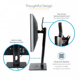 StarTech.com Free Standing Single Monitor Mount - Height Adjustable Monitor Stand - For VESA Mount Displays up to 32" (15lb/7kg) - Ergonomic Monitor Stand for Desk - Tilt/Swivel/Rotate