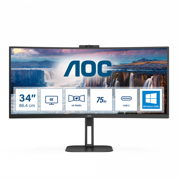 AOC V5 CU34V5CW LED display 86.4 cm (34") 3440 x 1440 pixels Wide Quad HD Black