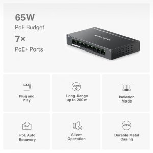 Mercusys 8-Port Gigabit Desktop Switch with 7-Port PoE+