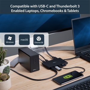 StarTech.com USB C Multiport Adapter - USB Type-C Mini Dock with HDMI 4K or VGA 1080p Video - 100W Power Delivery Passthrough, 3-port USB 3.0 Hub, GbE, SD & MicroSD - Laptop Travel Dock
