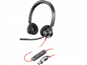 Poly Blackwire 3320 USB-C + USB-A Wired Headset with Adapter (HP|Poly)