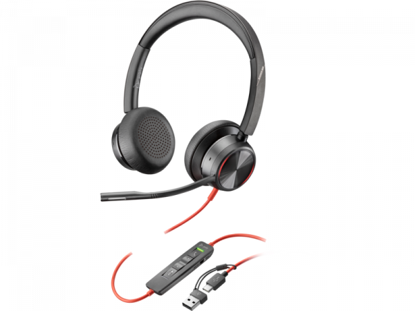 Poly Blackwire 8225 USB-C + USB-A Wired Headset with Adapter + Active Noise Cancellation (ANC) (HP|Poly)