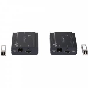 StarTech.com 4K HDMI KVM Extender over Fiber - HDMI Video & USB Remote KVM Switch/Console Extender - up to 984ft/300m (MultiMode) - 2x 10G MMF SFP+ modules - KVM Extension Kit (TX/RX)