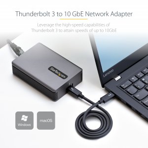 StarTech.com Thunderbolt 3 to Ethernet Adapter, 10GbE - Multi-Gigabit, Thunderbolt 3 to RJ45 Network Adapter - 10GBASE-T/5-2.5GBASE-T NIC - 10G Network Adapter w/ TB3-Certified Cable, Win/Mac